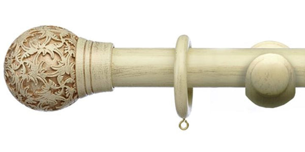 Integra Masterpiece Collection Distressed Cream 35mm Curtain Pole Chantilly Finial - Curtain Poles Emporium