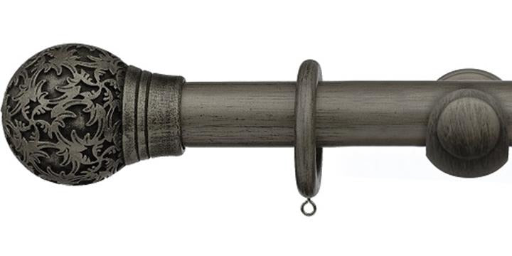 Integra Masterpiece Collection Pewter 35mm Curtain Pole Chantilly Finial - Curtain Poles Emporium