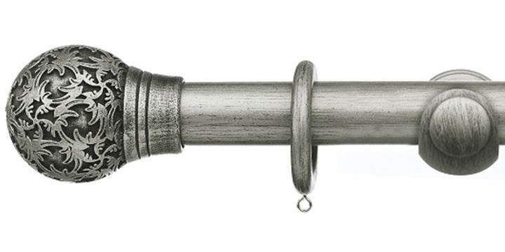 Integra Masterpiece Collection Antique Silver 50mm Curtain Pole Chantilly Finial - Curtain Poles Emporium