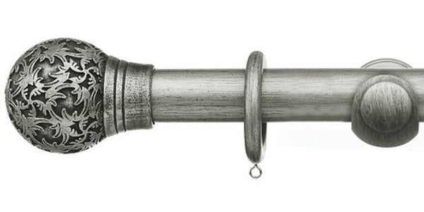 Integra Masterpiece Collection Antique Silver 50mm Curtain Pole Chantilly Finial - Curtain Poles Emporium