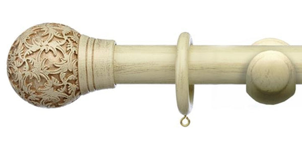 Integra Masterpiece Collection Distressed Cream 50mm Curtain Pole Chantilly Finial - Curtain Poles Emporium