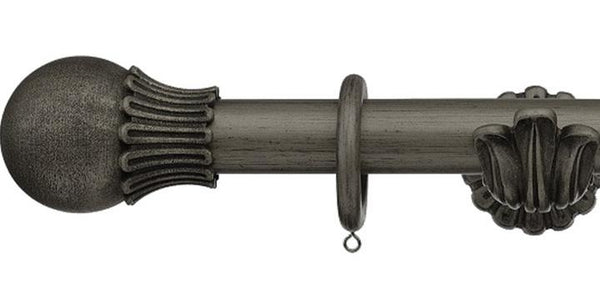 Integra Masterpiece Ornate Pewter 35mm Curtain Pole Elizibethan Orb Finial - Curtain Poles Emporium