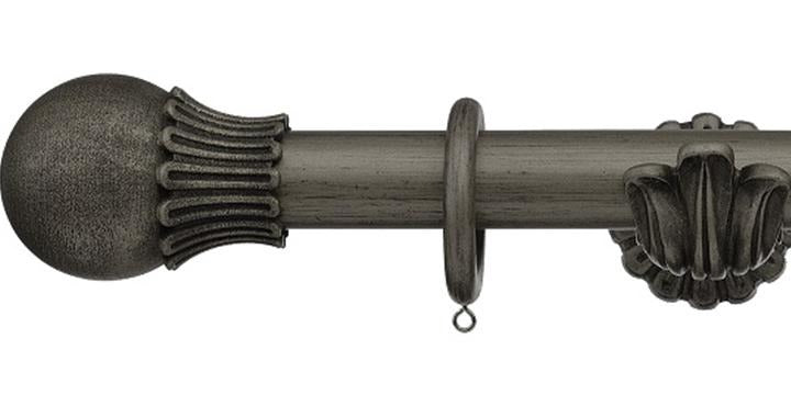 Integra Masterpiece Ornate Pewter 35mm Curtain Pole Elizibethan Orb Finial - Curtain Poles Emporium