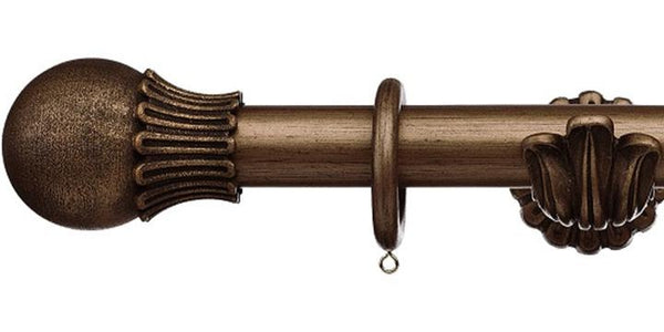 Integra Masterpiece Ornate Bracket Burnished Bronze 50mm Curtain Pole Elizibethan Orb Finial - Curtain Poles Emporium