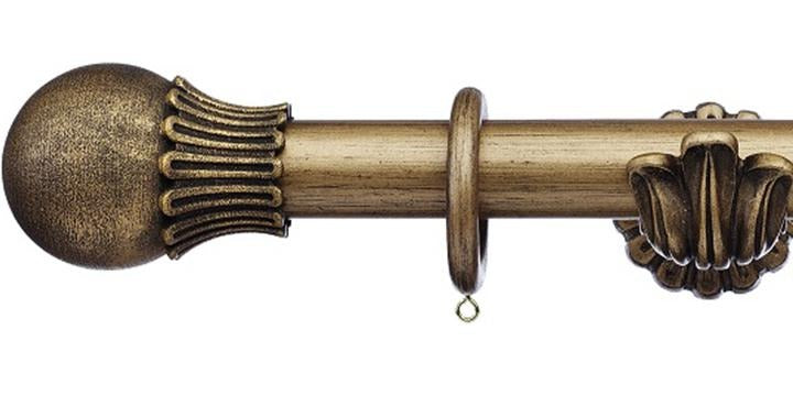 Integra Masterpiece Ornate Bracket Black Gold 50mm Curtain Pole Elizibethan Orb Finial - Curtain Poles Emporium