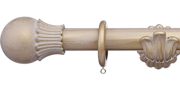 Integra Masterpiece Ornate Bracket Cream Gold 50mm Curtain Pole Elizibethan Orb Finial - Curtain Poles Emporium