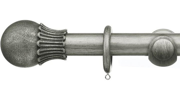 Integra Masterpiece Collection Antique Silver 35mm Curtain Pole Elizibethan Orb Finial - Curtain Poles Emporium