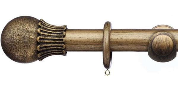 Integra Masterpiece Collection Black Gold 35mm Curtain Pole Elizibethan Orb Finial - Curtain Poles Emporium