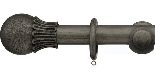 Integra Masterpiece Collection Pewter 35mm Curtain Pole Elizibethan Orb Finial - Curtain Poles Emporium