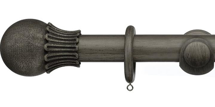 Integra Masterpiece Collection Pewter 35mm Curtain Pole Elizibethan Orb Finial - Curtain Poles Emporium