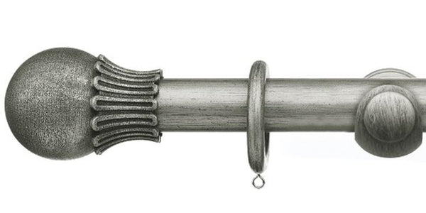 Integra Masterpiece Collection Antique Silver 50mm Curtain Pole Elizibethan Orb Finial - Curtain Poles Emporium