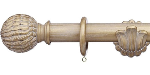 Integra Masterpiece Ornate Bracket Cream Gold 50mm Curtain Pole Phoenix Finial - Curtain Poles Emporium