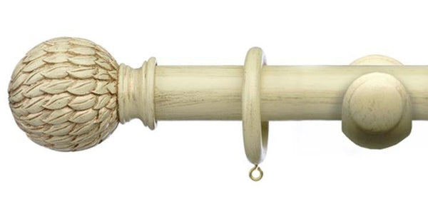 Integra Masterpiece Collection Distressed Cream 35mm Curtain Pole Phoenix Finial - Curtain Poles Emporium