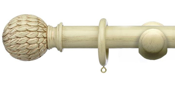 Integra Masterpiece Collection Distressed Cream 50mm Curtain Pole Phoenix Finial - Curtain Poles Emporium