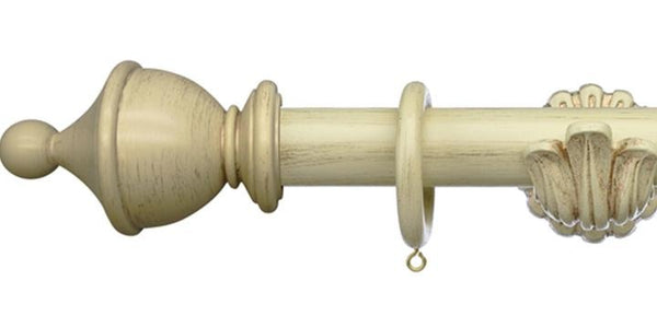 Integra Masterpiece Ornate Bracket Distressed Cream 35mm Curtain Pole Urn Finial - Curtain Poles Emporium