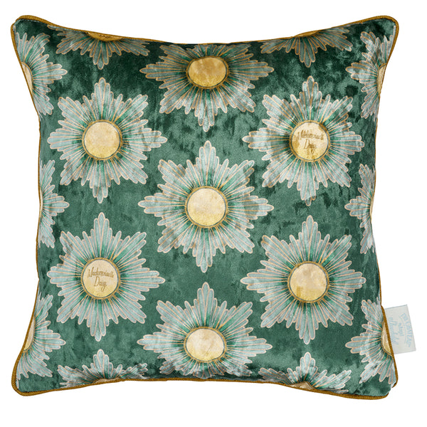 The Chateau Mademoiselle Daisy Cobalt Green Piped Edge Cushion Cover