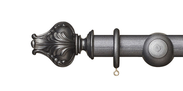 Hallis Museum 35mm Satin Pewter Curtain Pole Vienna Finial