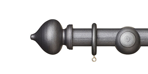 Hallis Museum 35mm Satin Pewter Curtain Pole Florence Finial