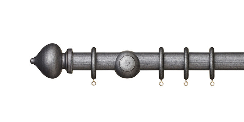 Hallis Museum 35mm Satin Pewter Curtain Pole Florence Finial