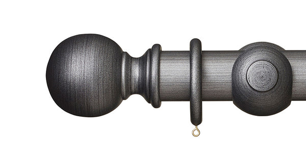 Hallis Museum 55mm Curtain Pole Satin Pewter Ball Finial