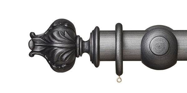 Hallis Museum 55mm Curtain Pole Satin Pewter Vienna Finial