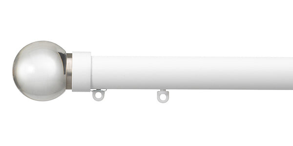 Silent Gliss Metropole 30mm Matt White Hand Drawn Track Fused Clear Glass Ball Finial