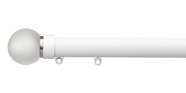 Silent Gliss Metropole 30mm Matt White Hand Drawn Track Fused Frosted Glass Ball Finial