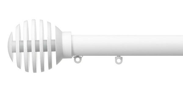 Silent Gliss Metropole 30mm Matt White Hand Drawn Track Groove Ball Finial