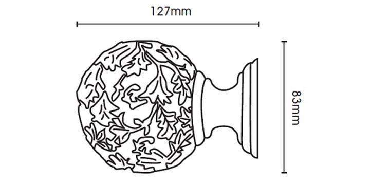 Hallis Modern Country 45mm Satin Silver Curtain Pole Floral Ball Finial - Curtain Poles Emporium