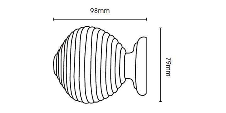 Modern Country 45mm Light Oak Curtain Pole Ribbed Ball Finial - Curtain Poles Emporium