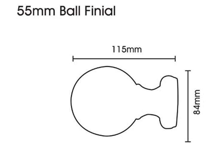 Modern Country 55mm Satin Silver Curtain Pole Ball Finial - Curtain Poles Emporium