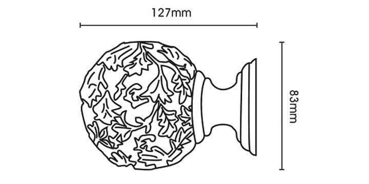 Hallis Modern Country 55mm Pearl Curtain Pole Floral Ball finial - Curtain Poles Emporium
