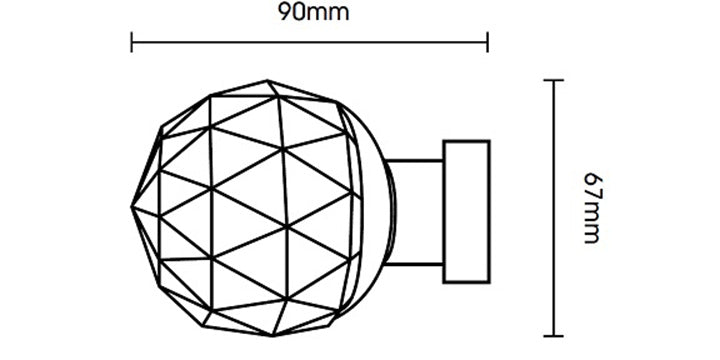 Hallis Neo Premium 28mm Chrome Eyelet Curtain Pole Clear Faceted Ball Finial Cup Bracket - Curtain Poles Emporium