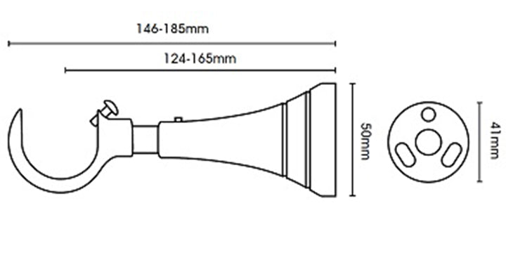 Hallis Neo Original 28mm Chrome Curtain Pole Bullet Finial Cup Bracket - Curtain Poles Emporium