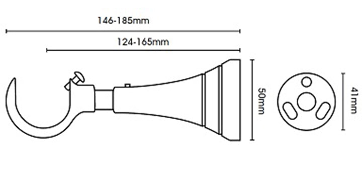 Hallis Neo Premium 28mm Black Nickel Curtain Pole Teardrop Clear Finial Cup Bracket - Curtain Poles Emporium