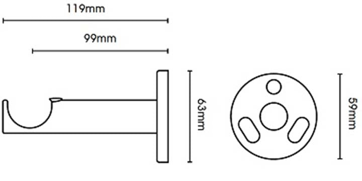 Hallis Neo Original 28mm Chrome Effect Eyelet Curtain Pole Trumpet Finial Cylinder Bracket - Curtain Poles Emporium