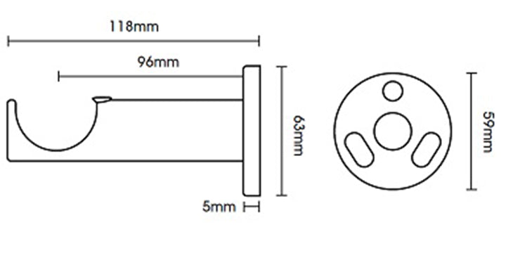 Hallis Neo Original 35mm Spun Brass Curtain Pole Ball Finial Cylinder Bracket - Curtain Poles Emporium