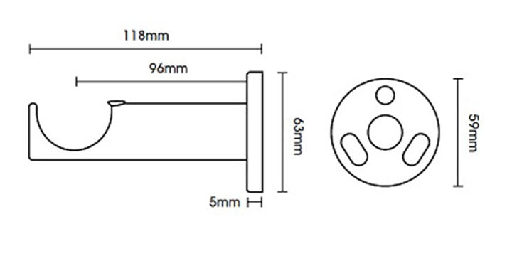 Hallis Neo Original 35mm Stainless Steel Effect Curtain Pole Stud Finial Cylinder Bracket - Curtain Poles Emporium