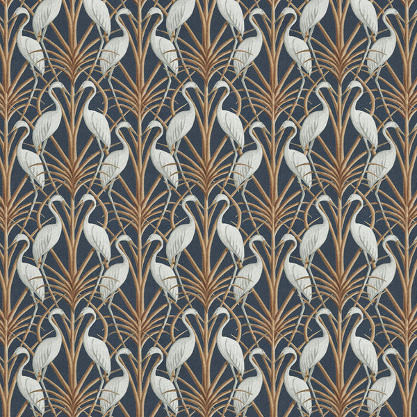 The Chateau Nouveau Heron Navy Curtain Fabric