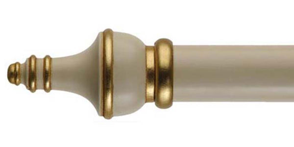 Byron & Byron 33mm Classic Wood Antique Cream Detailed Curtain Pole Paestum Finial - Curtain Poles Emporium