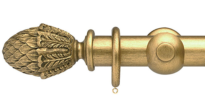 Opus Studio Antique Gold 48mm Wooden Curtain Pole Pineapple Finial