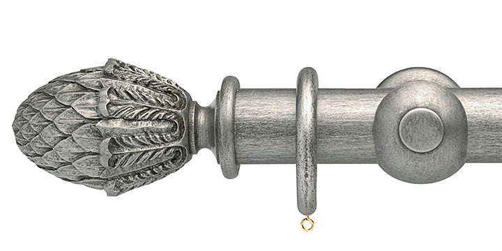 Opus Studio Antique Silver 48mm Wooden Curtain Pole Pineapple Finial