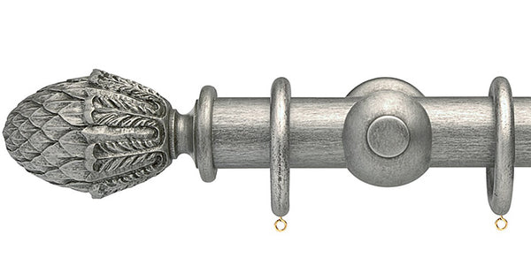 Opus Studio Antique Silver 35mm Wooden Curtain Pole Pineapple Finial