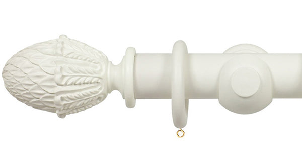 Opus Studio Painted Solid Colour Chalk White 48mm Wooden Curtain Pole Pineapple Finial