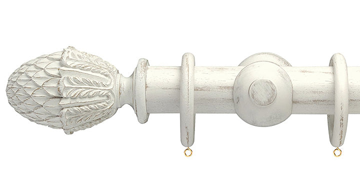 Opus Studio Distressed Chalk 48mm Wooden Curtain Pole Pineapple Finial