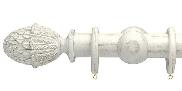 Opus Studio Distressed Chalk 48mm Wooden Curtain Pole Pineapple Finial