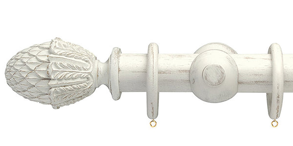 Opus Studio Distressed Chalk 35mm Wooden Curtain Pole Pineapple Finial