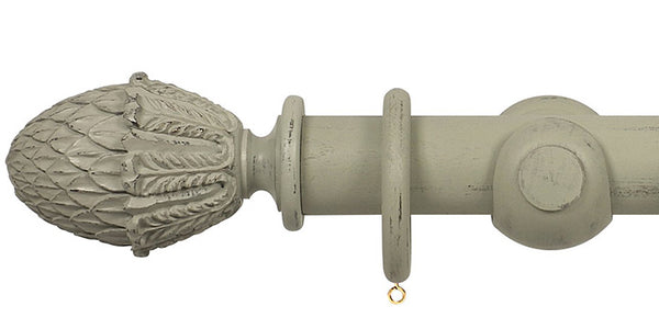 Opus Studio Distressed Sage Grey 48mm Wooden Curtain Pole Pineapple Finial