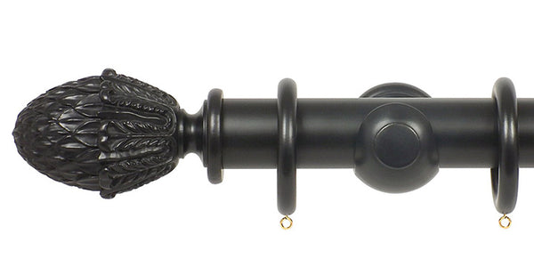Opus Studio Painted Solid Colour Ebony 35mm Wooden Curtain Pole Pineapple Finial