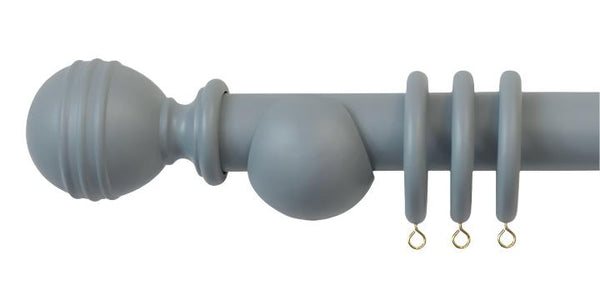 Laura Ashley 35mm Dark Slate Wooden Curtain Pole Ribbed Ball Finial